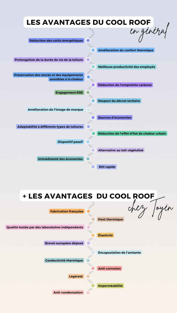 infographie sur les avantages du cool roof en entreprise